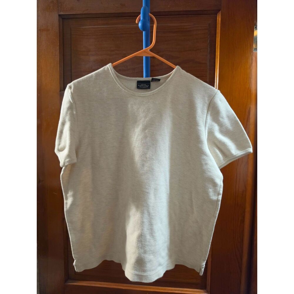 Vintage Sonoma Jean Company Women’s XL Cream 100% Cotton Knit T-Shirt
